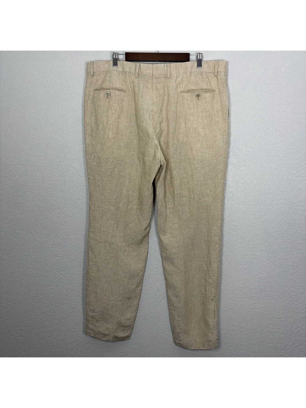 Joseph Abboud Men’s 42 100% Linen Pants Beige Flat Front Casual Coastal Resort